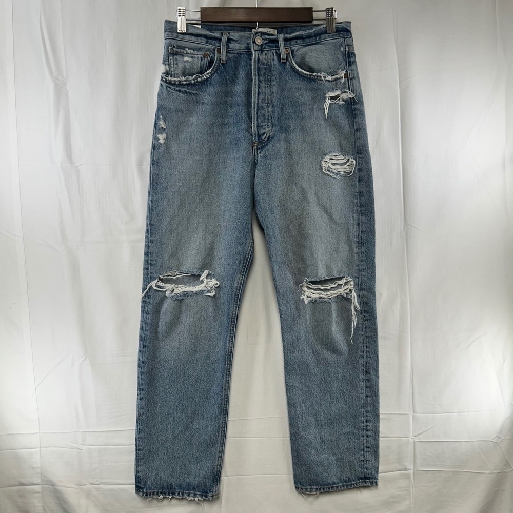 AGOLDE 90's Jean Women 27 Blue Distressed High Rise Straight Leg A069D-1206